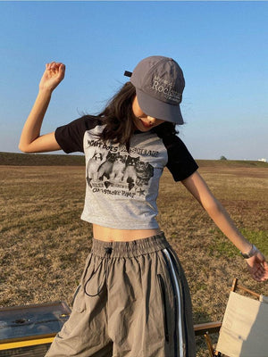 Kitty Print Crop Tee