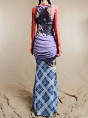 Mesh Patchwork Maxi Dress