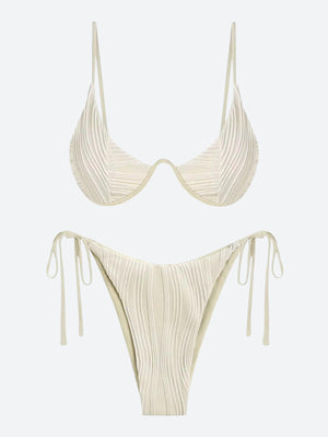 Wavy Striped Wired Cup Bikini Set