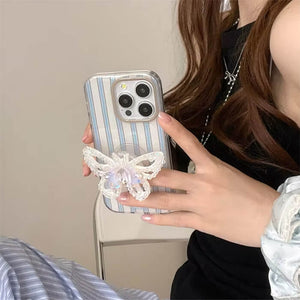 Fairy Butterfly Striped iPhone Case