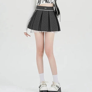 Coquette Lace Bow Pleated Skirt