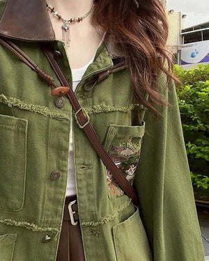 Fairycore Forest Embroidered Denim Jacket