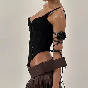 Drama Dealer One-Shoulder Corset Top