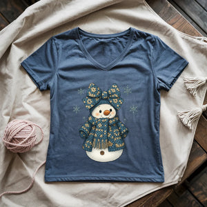 Snowman Crocheter Lady V-neck