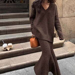 Mocha Sweater & Skirt Co-Ord