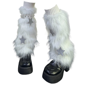 Y2K Star Fuzzy Leg Warmers