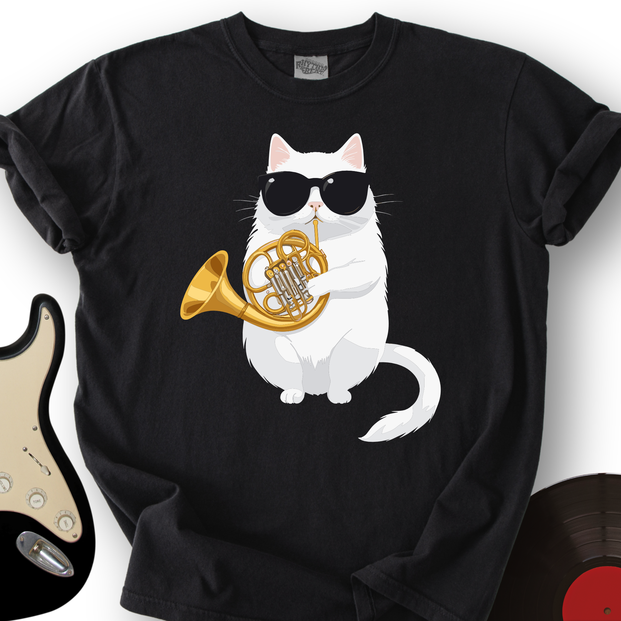 Cat Playing French Horn T-Shirt