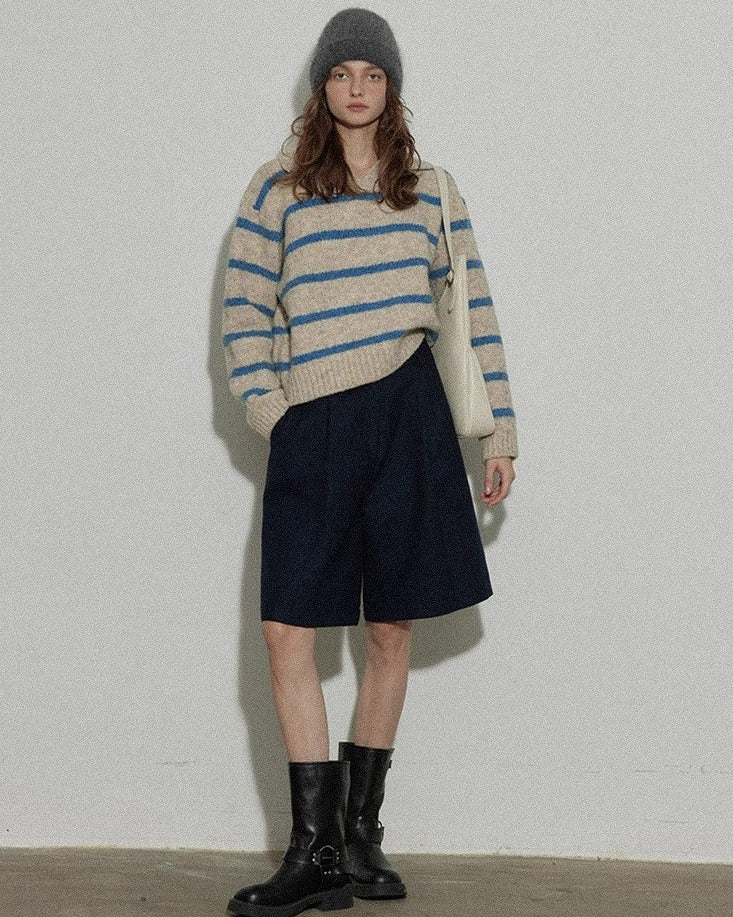 Grandpa Aesthetic Striped Polo Jumper