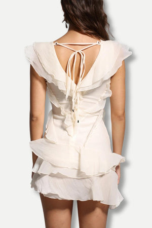 Asymmetric Ruffled Mini Dress