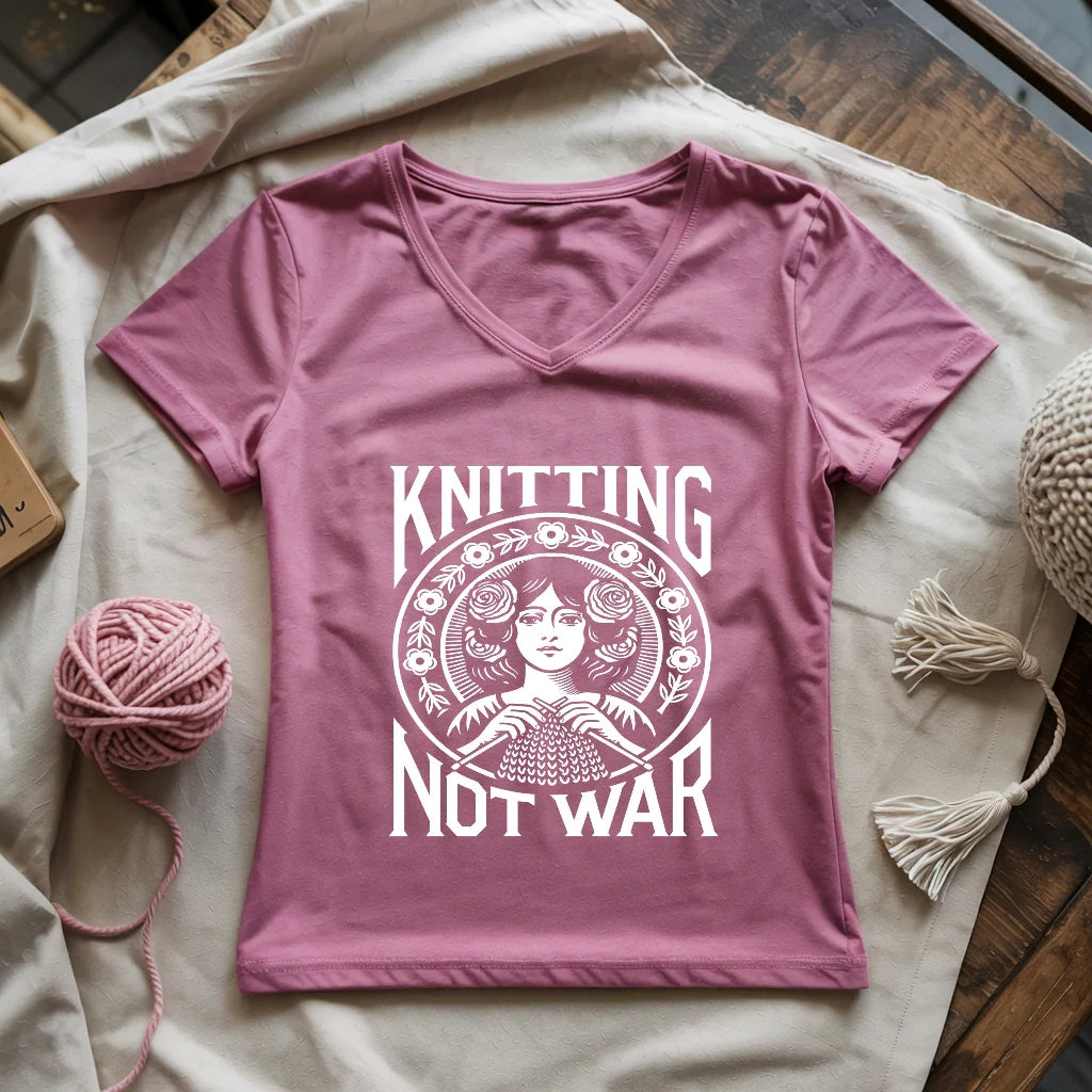 Knitting Not War Lady V-neck