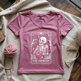 Skeleton Crocheter Tarot Lady V-neck
