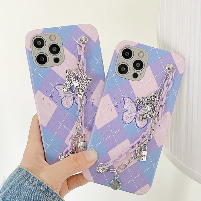 Butterfly Chain Argyle iPhone Case