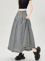 Gingham Tiered Midi Skirt