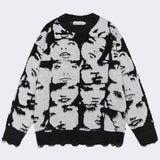 Grunge Face Pullover Sweater