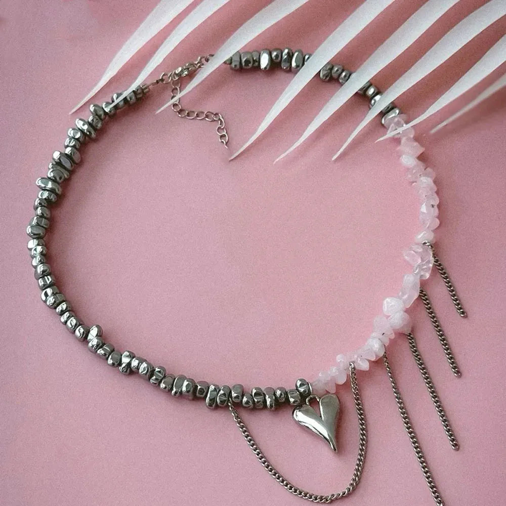 Heart Rose Quartz Necklace