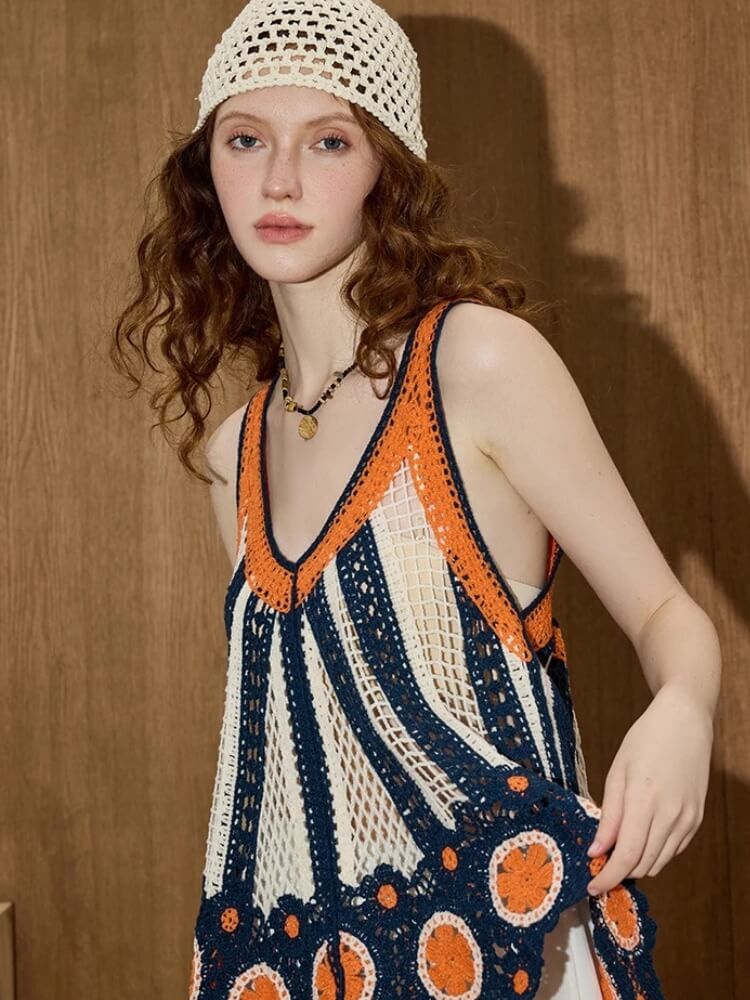 Open Knit V-Neck Vest