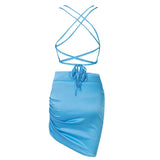 Parisian Lace Up Satin Dress