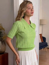 Preppy Polo Knit Top