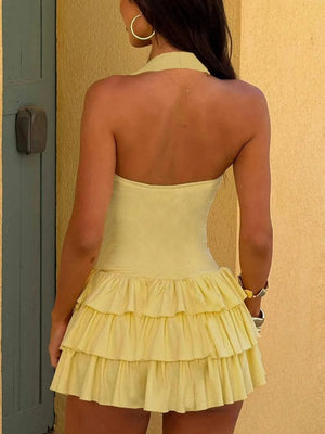 Ruffled Halter Mini Dress
