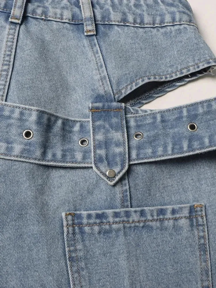 Y2K Belted Cut Out Jeans