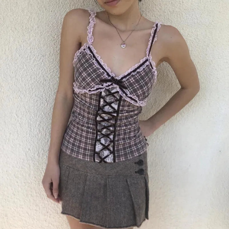 Y2K Plaid Cami Top