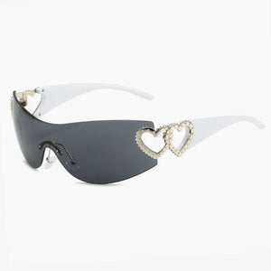 Y2K Rhinestone Heart Sunglasses