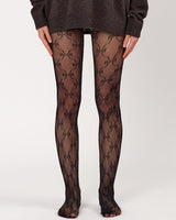 Bow Pattern Fishnet Tights