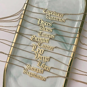 Zodiac Nameplate Necklace