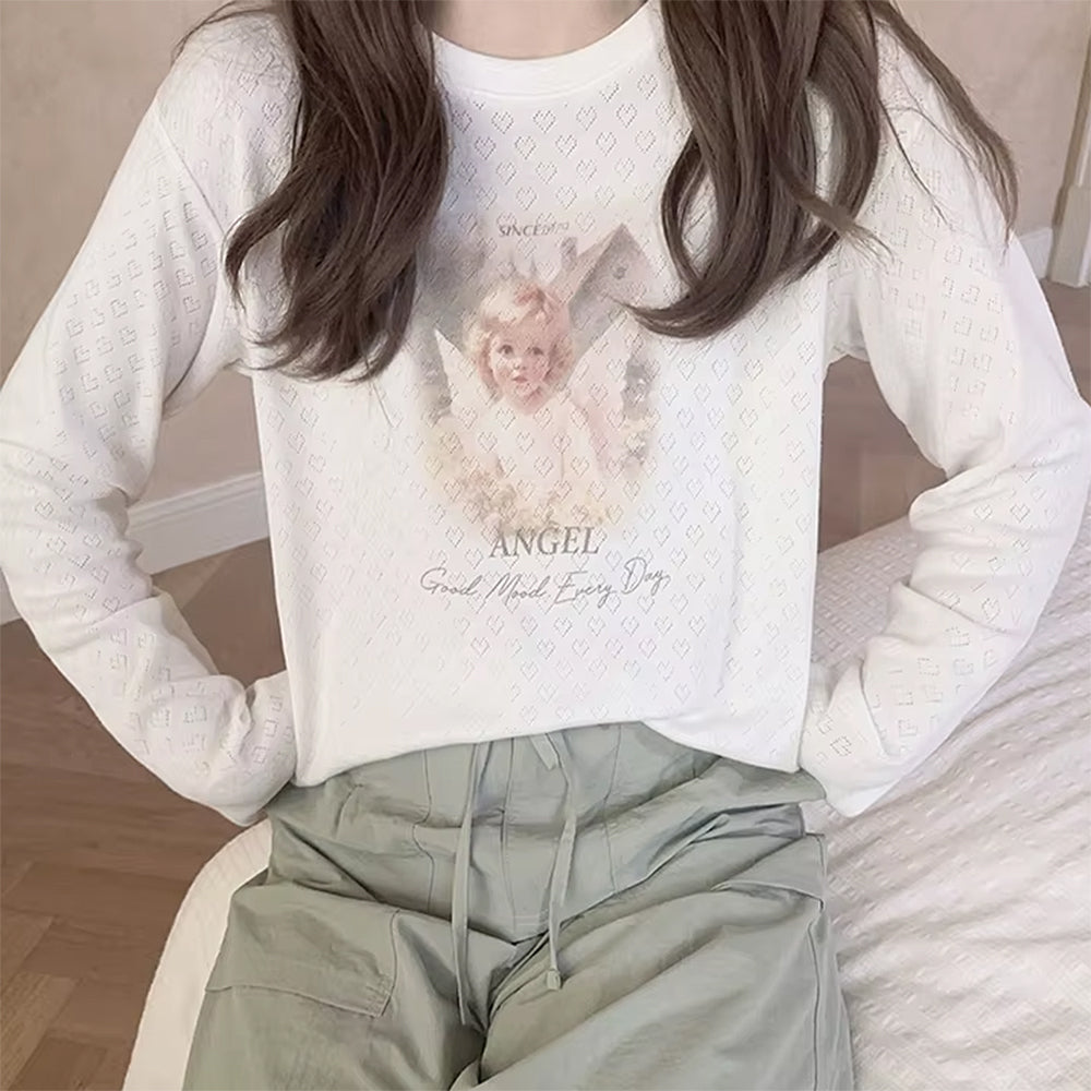 Angel Print Long Sleeve Top