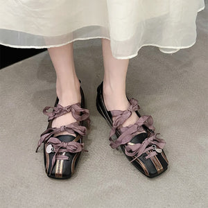 Balletcore Ribbon-Laced Flats