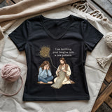 God Knitting Tangles Lady V-neck