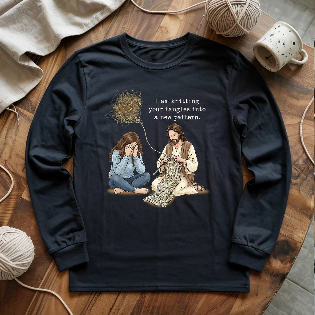 God Knitting Tangles Long Sleeve T-shirt