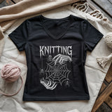 Gothic Knitter Lady V-neck