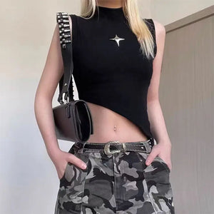 Stargirl Aesthetic Asymmetric Crop Top