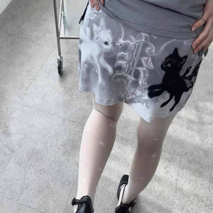 Black Cat Mini Skirt