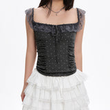 Coquette Polka Dot Ruched Top