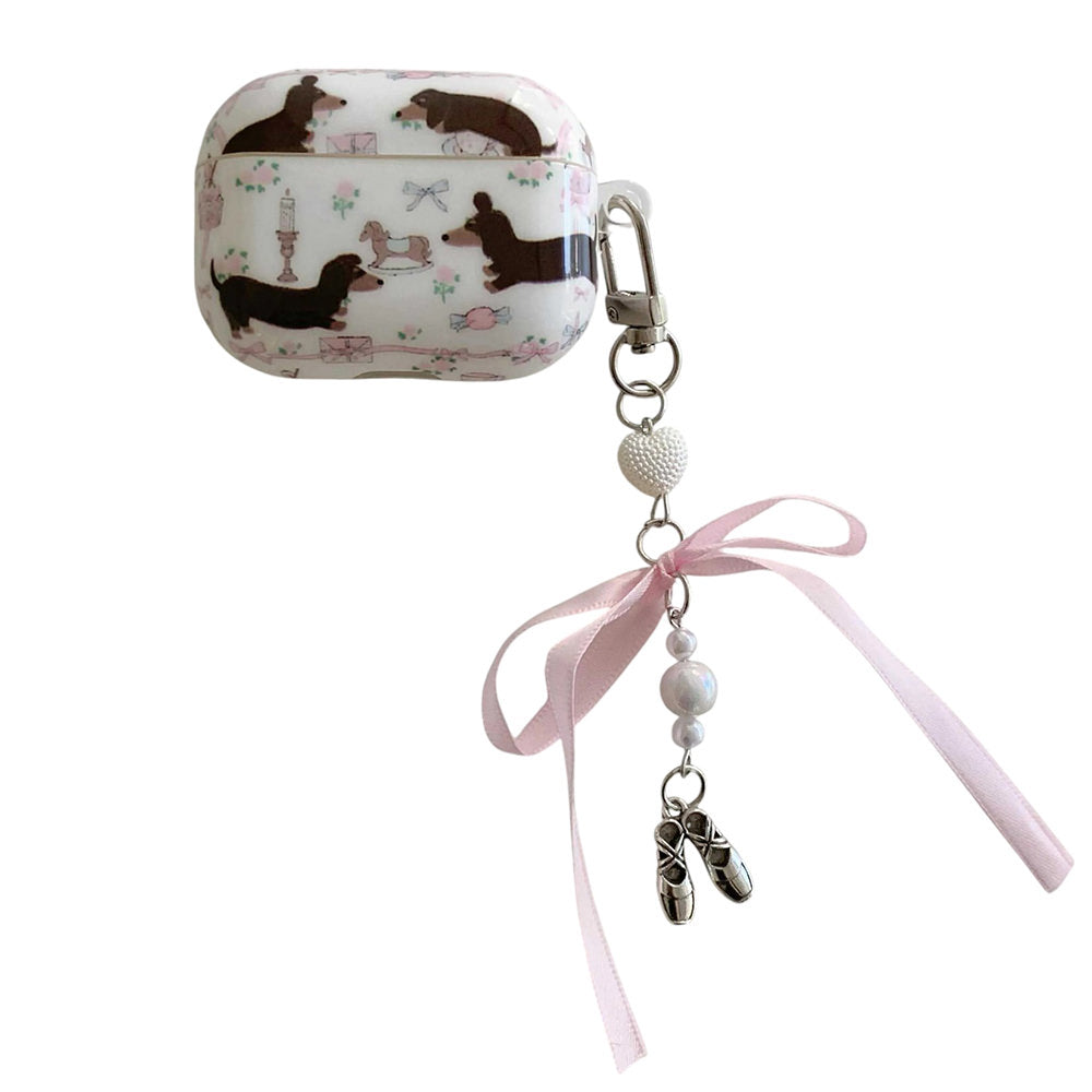 Cute Dachshunds AirPods Case with Bow Charm
