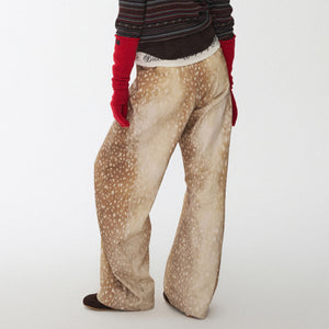 Deer Print Wide Leg Jeans