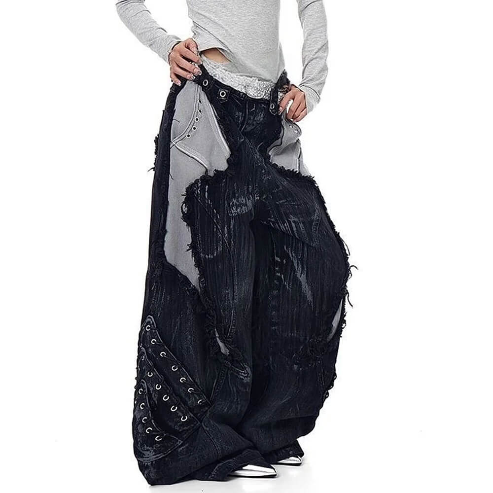 Model Behavior Distressed Wide-Leg Jeans