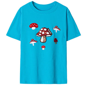 Forest Fairy Mushroom Sequin T-Shirt