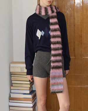 Frazzled English Woman Striped Scarf