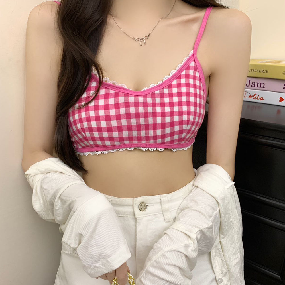Gingham Picnic Ruffle Bra Top
