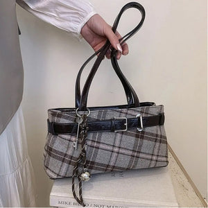 Gossip Goes Around Plaid Belted Bag