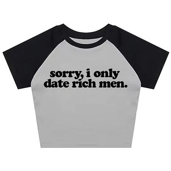 I Date Only Rich Men Y2K Crop Top
