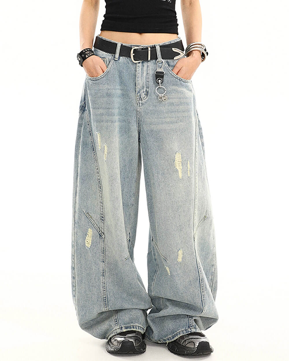 Skater Girl Distressed Baggy Jeans