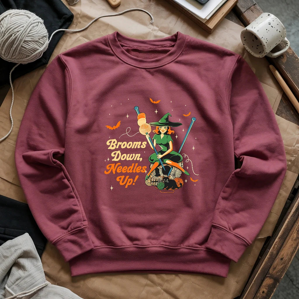 Broom Down, Needles Up Sweatshirt
