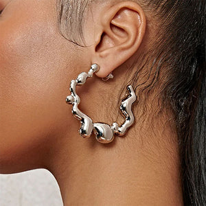 Metal Drops Hoop Earrings