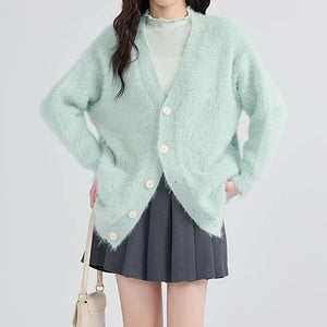 Mint Green Fuzzy Cardigan