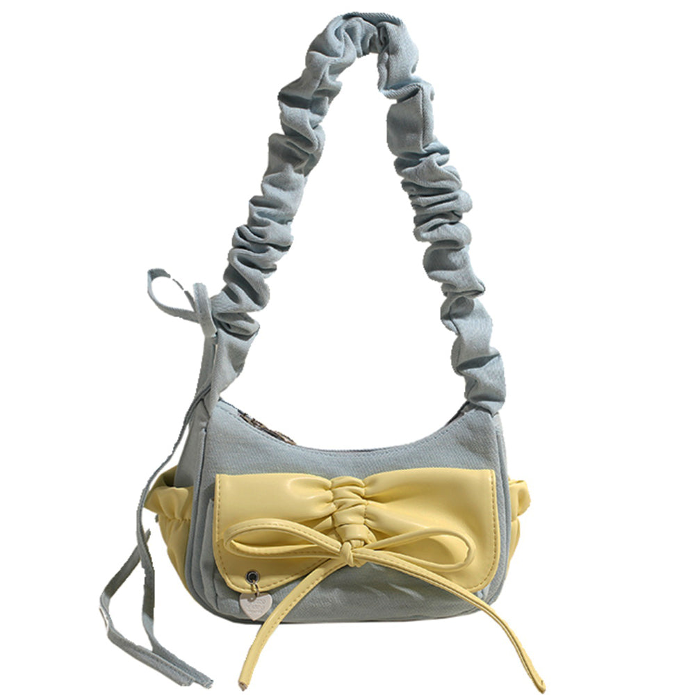 Pastel Bow Ruched Shoulder Bag