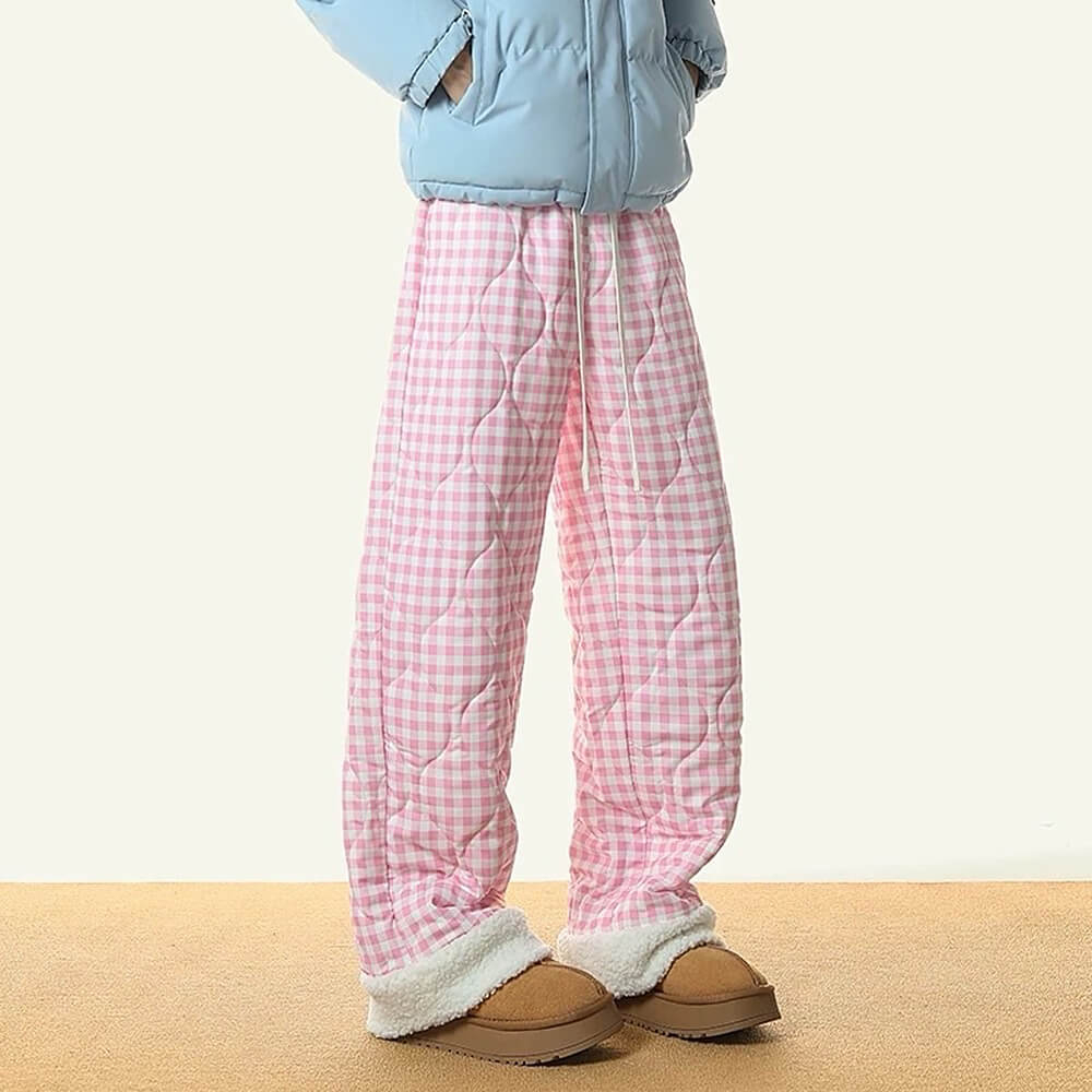 Pastel Checkered Puffer Pants
